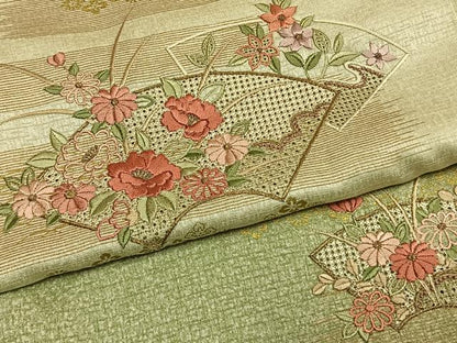 平和屋着物●中国三大刺繍　スワトウ刺繍　汕頭刺繍　総刺繍　訪問着　地紙花文　暈し染め　金糸　金彩　正絹　逸品　AABM8223fy