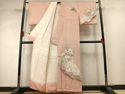 平和屋着物●訪問着　草花文　暈し染め　金彩　正絹　逸品　AABM8224fy