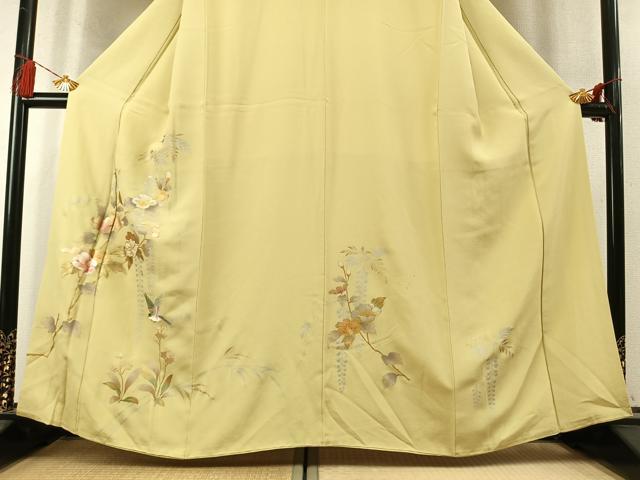 平和屋着物●豪華色留袖　刺繍　螺鈿　花鳥文　金銀糸　金銀彩　正絹　逸品　AABM8226fy