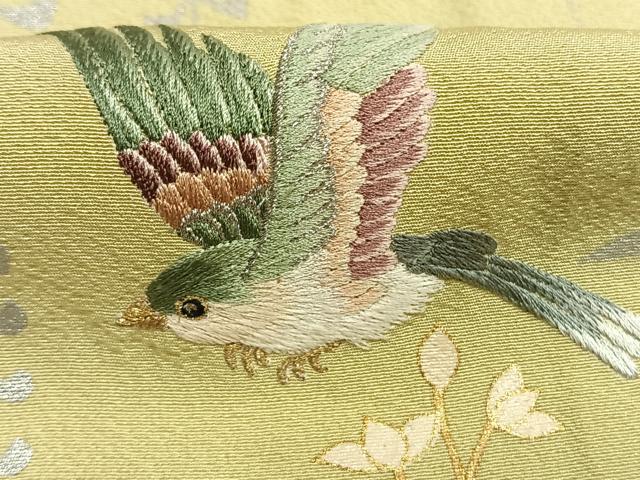 平和屋着物●豪華色留袖　刺繍　螺鈿　花鳥文　金銀糸　金銀彩　正絹　逸品　AABM8226fy