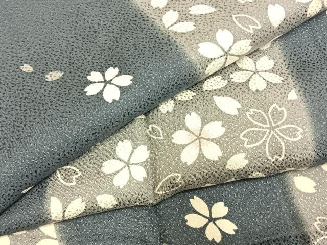 平和屋着物●長襦袢　無双仕立て　市松舞桜文　暈し染め　正絹　逸品　未使用　AABM8227fy