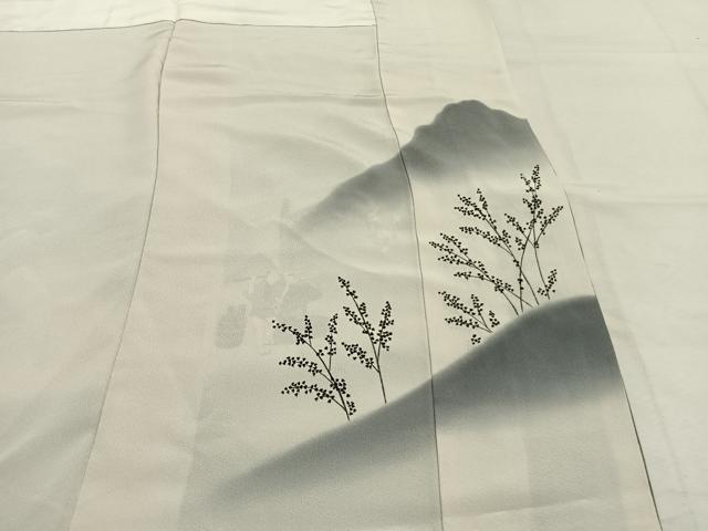 平和屋着物●訪問着　手描き　人物風景文　暈し染め　銀通し地　丹後ちりめん　反端付き　正絹　逸品　AABM8231fy