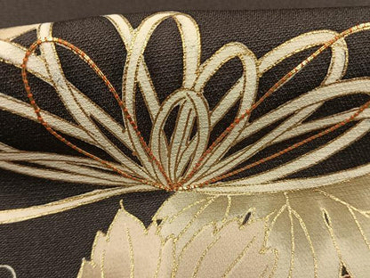 平和屋着物●訪問着　駒刺繍　草花文　金彩　正絹　逸品　AABM8234fy