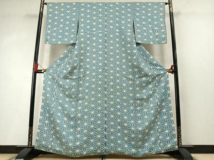 平和屋着物●上質な小紋　麻の葉文様　正絹　逸品　AABM8235fy