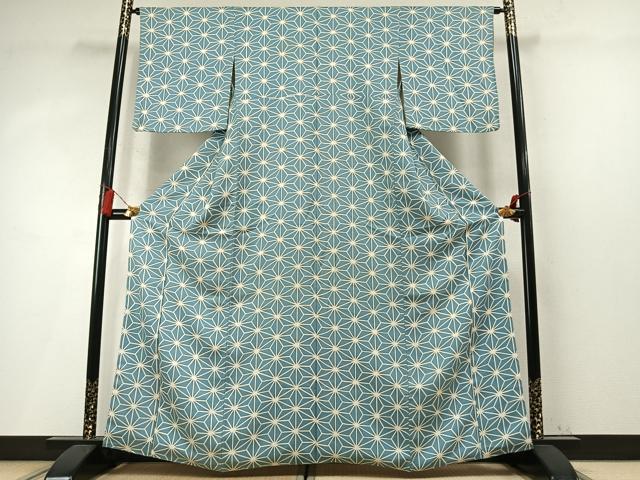 平和屋着物●上質な小紋　麻の葉文様　正絹　逸品　AABM8235fy