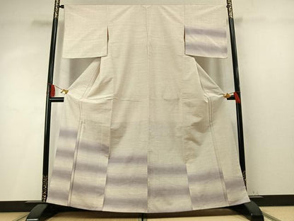 平和屋着物●訪問着　紬地　横段文　正絹　逸品　AABM8239fy