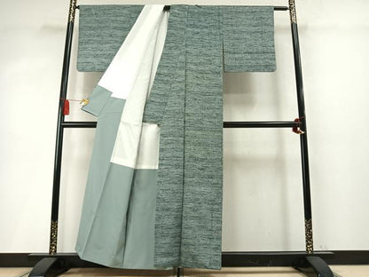 平和屋着物●上質な紬　横段文　正絹　逸品　AABM8242fy