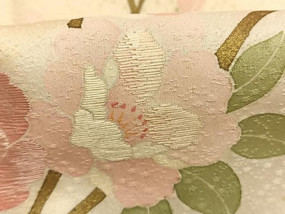平和屋着物●訪問着　刺繍　地紙枝花文　金彩　正絹　逸品　AABM8243fy