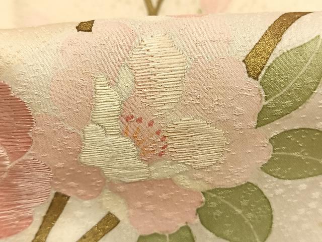 平和屋着物●訪問着　刺繍　地紙枝花文　金彩　正絹　逸品　AABM8243fy