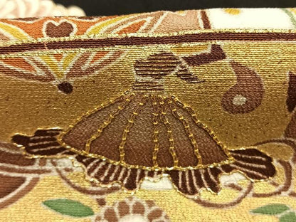 平和屋着物●豪華黒留袖　駒刺繍　宝尽くし松花文　金彩　ロング丈　正絹　逸品　未使用　AABM8248fy