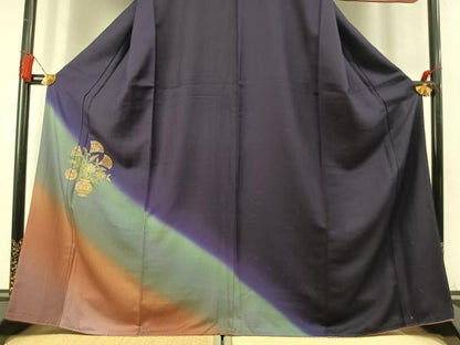 平和屋着物●訪問着　総刺繍　花陶器文　暈し染め　金糸　正絹　逸品　AABM8249fy