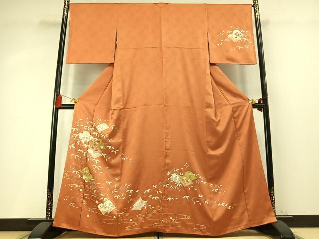 平和屋着物●訪問着　駒刺繍　冊子花文　金彩　正絹　逸品　AABM8252fy