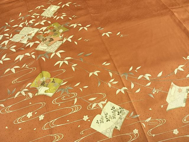 平和屋着物●訪問着　駒刺繍　冊子花文　金彩　正絹　逸品　AABM8252fy