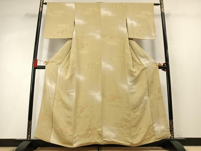 平和屋着物●上質な小紋　地紋起こし　雲取り花文　暈し染め　正絹　逸品　AABM8253fy
