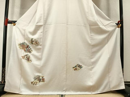 平和屋着物●訪問着　総刺繍　人物文　正絹　逸品　AABM8258fy