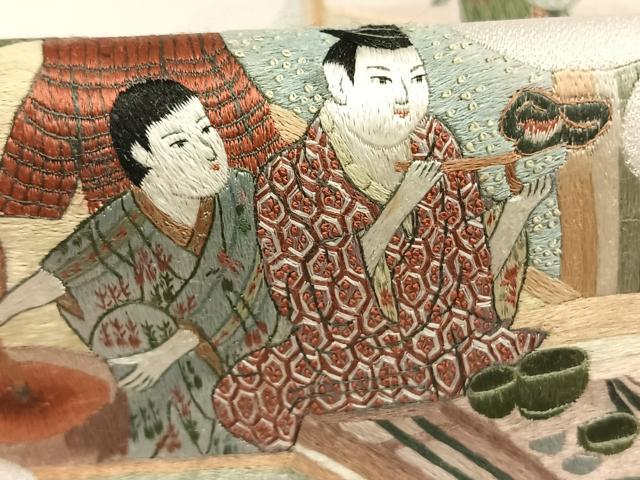 平和屋着物●訪問着　総刺繍　人物文　正絹　逸品　AABM8258fy