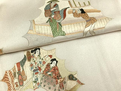 平和屋着物●訪問着　総刺繍　人物文　正絹　逸品　AABM8258fy
