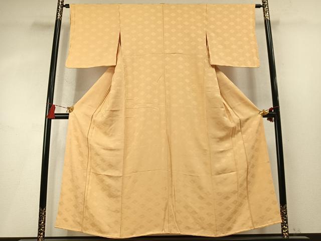 平和屋着物●上質な色無地　花菱地紋　飴色　正絹　逸品　AABM8260fy