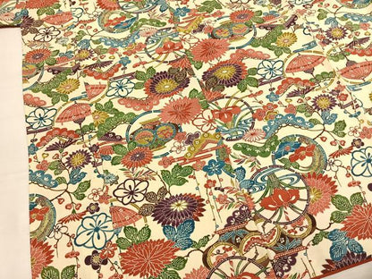 平和屋着物●上質な小紋　型染め　松竹梅　草花文　正絹　逸品　AABM8261fy