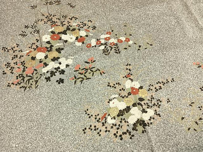 平和屋着物●訪問着　草花文　たたき染め　金彩　正絹　逸品　AABM8263fy
