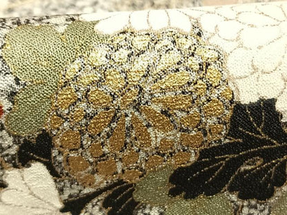 平和屋着物●訪問着　草花文　たたき染め　金彩　正絹　逸品　AABM8263fy