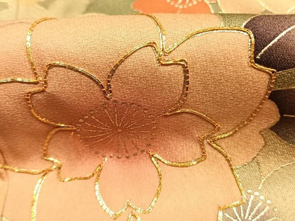 平和屋着物●豪華振袖　駒刺繍　枝桜文　暈し染め　金彩　正絹　逸品　AABM8266fy