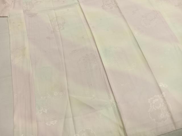 平和屋着物●長襦袢　無双仕立て　雪輪花地紋　暈し染め　反端付き　半衿刺繍　正絹　逸品　AABM8279fy
