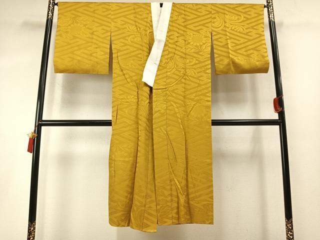 平和屋着物●長襦袢　無双仕立て　向日葵地紋　黄金色　正絹　逸品　AABM8280fy
