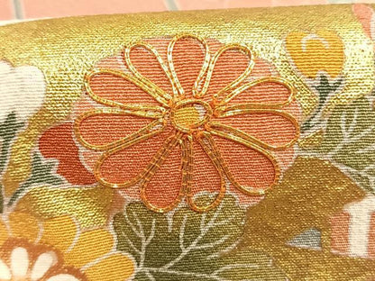 平和屋着物●十日町友禅作家　松雨　訪問着　駒刺繍　扇面花文　暈し染め　金銀彩　正絹　逸品　AABM8281fy