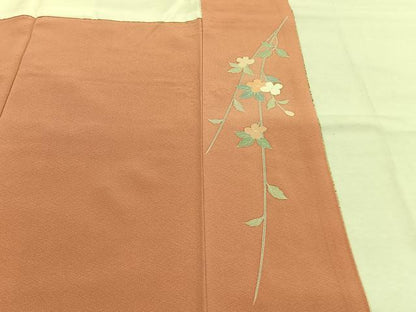平和屋着物●十日町友禅作家　松雨　訪問着　駒刺繍　扇面花文　暈し染め　金銀彩　正絹　逸品　AABM8281fy