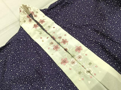 平和屋着物●ファッションデザイナー 花井幸子　振袖用長襦袢　無双仕立て　箔散らし文　半衿刺繍　正絹　逸品　AABM8289fy