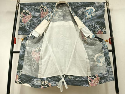 平和屋着物●長襦袢　無双仕立て　風神雷神　暈し染め　半衿刺繍　正絹　逸品　AABM8290fy