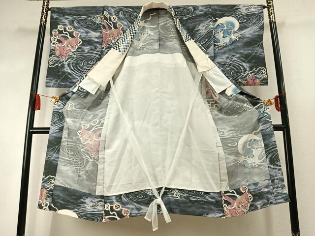 平和屋着物●長襦袢　無双仕立て　風神雷神　暈し染め　半衿刺繍　正絹　逸品　AABM8290fy
