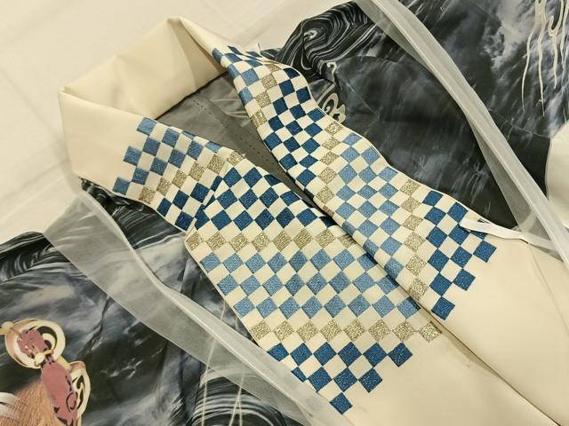平和屋着物●長襦袢　無双仕立て　風神雷神　暈し染め　半衿刺繍　正絹　逸品　AABM8290fy