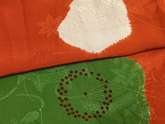 平和屋着物●長襦袢　無双仕立て　絞り　舞花文　金彩　正絹　逸品　AABM8299fy