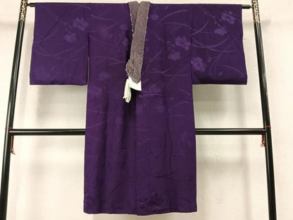 平和屋着物●長襦袢　無双仕立て　草花地紋　葡萄色　正絹　逸品　AABM8300fy