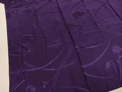 平和屋着物●長襦袢　無双仕立て　草花地紋　葡萄色　正絹　逸品　AABM8300fy