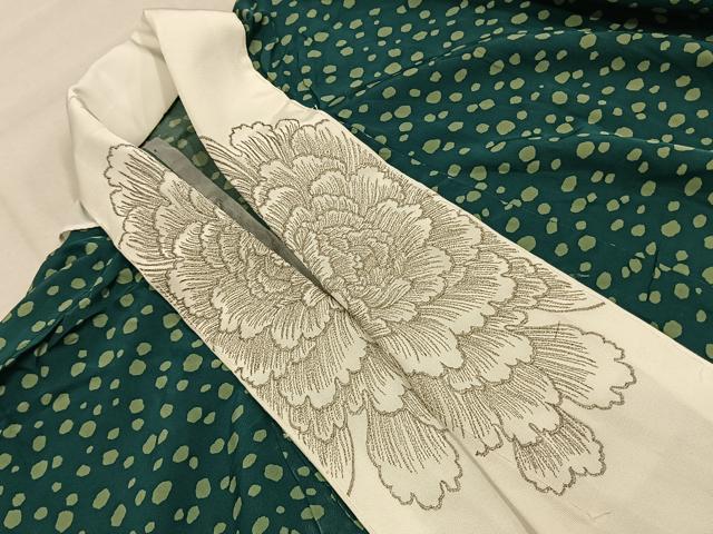 平和屋着物●長襦袢　無双仕立て　霞文　半衿刺繍　正絹　逸品　AABM8301fy