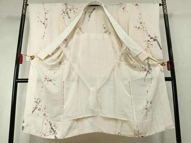 平和屋着物●長襦袢　無双仕立て　手描き　枝梅文　正絹　逸品　AABM8304fy
