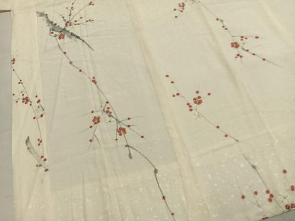 平和屋着物●長襦袢　無双仕立て　手描き　枝梅文　正絹　逸品　AABM8304fy