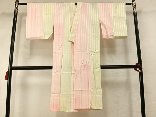 平和屋着物●長襦袢　無双仕立て　縞地紋　暈し染め　正絹　逸品　AABM8305fy