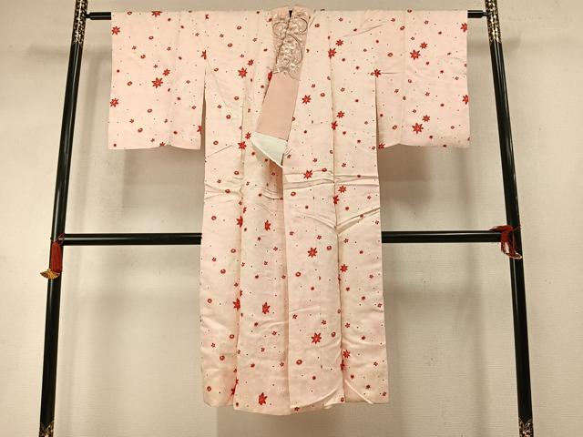 平和屋着物●長襦袢　袷　舞花文　大丸扱い　半衿刺繍　正絹　逸品　AABM8306fy