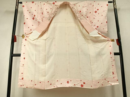 平和屋着物●長襦袢　袷　舞花文　大丸扱い　半衿刺繍　正絹　逸品　AABM8306fy