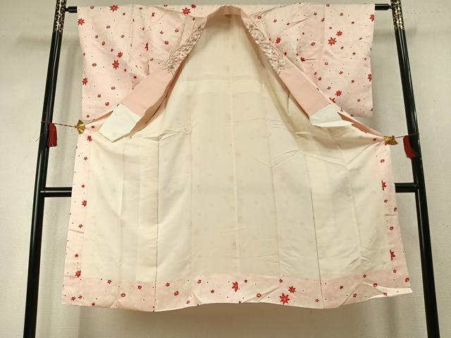 平和屋着物●長襦袢　袷　舞花文　大丸扱い　半衿刺繍　正絹　逸品　AABM8306fy