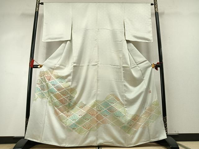 平和屋着物●人間国宝　福田喜三郎　色留袖　刺繍　松　金彩　正絹　逸品　AABM8309fy