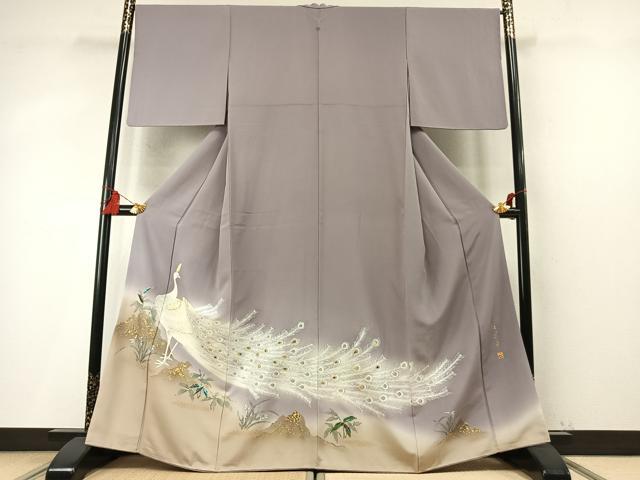 平和屋着物●豪華色留袖　伝創座　螺鈿　孔雀　暈し染め　金彩　正絹　逸品　AABM8311fy