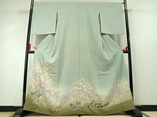 平和屋着物●本加賀友禅作家　北田弓子　色留袖　枝花文　暈し染め　正絹　逸品　AABM8314fy