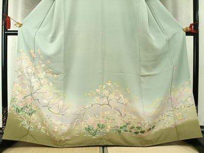 平和屋着物●本加賀友禅作家　北田弓子　色留袖　枝花文　暈し染め　正絹　逸品　AABM8314fy