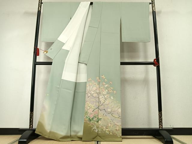 平和屋着物●本加賀友禅作家　北田弓子　色留袖　枝花文　暈し染め　正絹　逸品　AABM8314fy