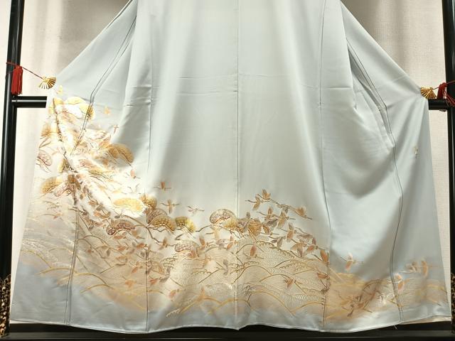 平和屋着物●金彩友禅　卓越技能者・名工・和田光正　色留袖　飛鶴松文　暈し染め　金銀彩　正絹　逸品　AABM8322fy